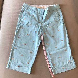 Blue J. Crew capris with whale embroidery